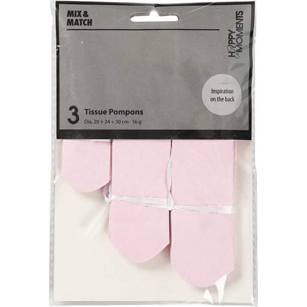 Pompons en papier - rouge clair - 3 pcs