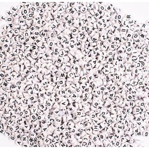 Perles en plastique Lettres, rondes Perles en plastique Lettres, rondes