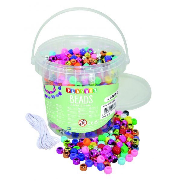 Perles en plastique en seau Congo - 1000 pcs Perles en plastique en seau Congo - 1000 pcs