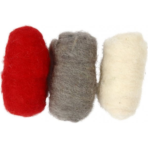 Laine carde - harmonie rouge/blanc - 3 x 10 g