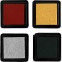 Tampon encreur 3,5 x 3,5 cm - or - vert feuille - rouge Nol - argent - 4 pcs