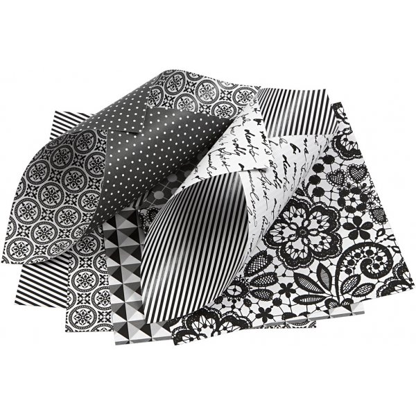 Papier origami - noir/blanc - 15 x 15 cm - 50 feuilles
