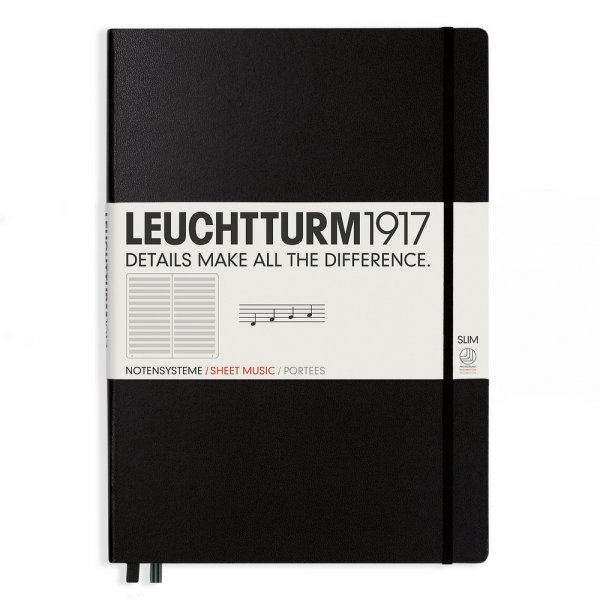 Carnet Musique A4+ Slim Rigide - Noir
