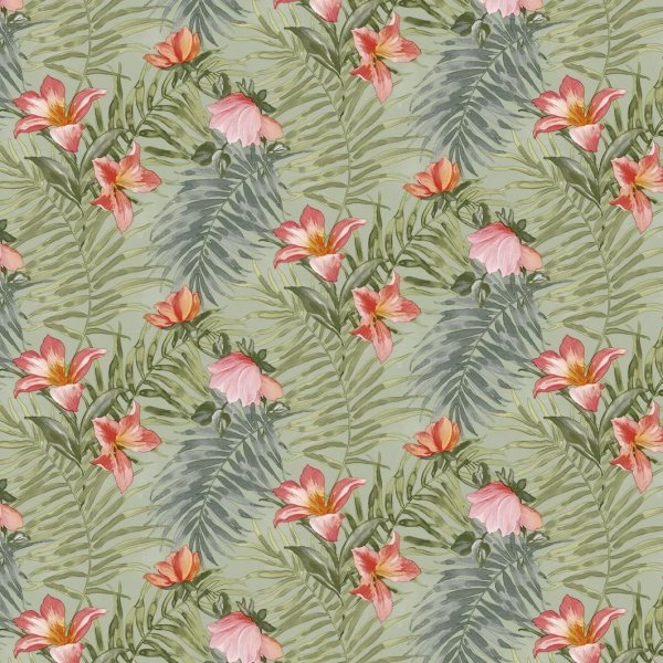 Toile cire PVC Fleur - Vert