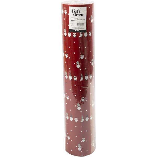 Papier cadeau - rouge - Pre Nol scandinave - 100 m
