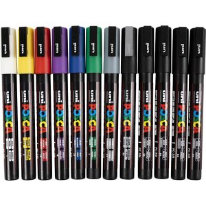 Marqueur Posca - couleurs mélangées - no. PC-3M - 12 pièces Marqueur Posca - couleurs mélangées - no. PC-3M - 12 pièces