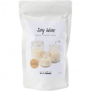 Flocons de cire de soja pour bougies en pot, couleur cr�me, 250 g