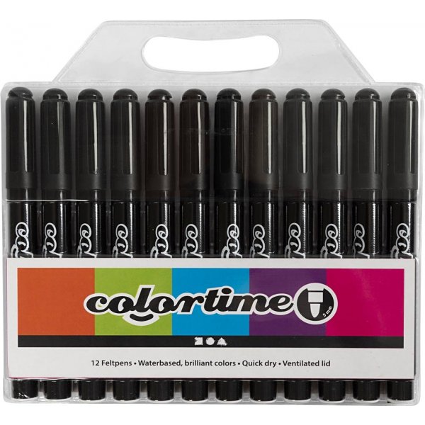 Crayons Colortime - noirs - 5 mm - 12 pcs