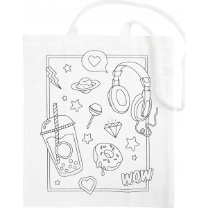 Sac textile à motif - blanc Sac textile à motif - blanc