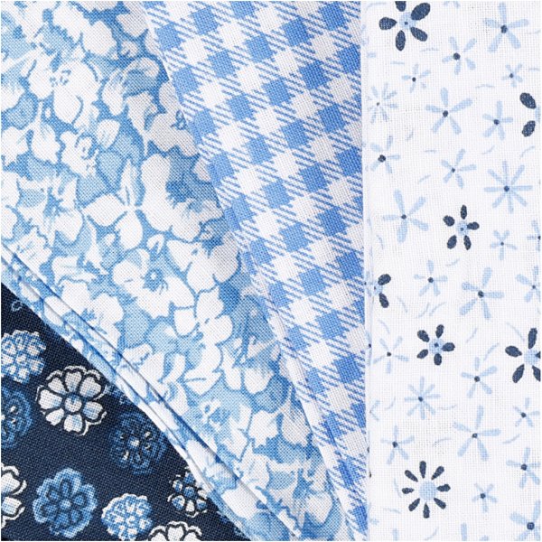 Tissu patchwork - bleu - 4 pcs