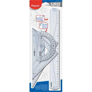 Jeu de règles classiques - Maped - règle 30 cm, rapporteur 80°/12 cm, règle 45°/21 cm & règle 60°/21 cm Jeu de règles classiques - Maped - règle 30 cm, rapporteur 80°/12 cm, règle 45°/21 cm & règle 60°/21 cm