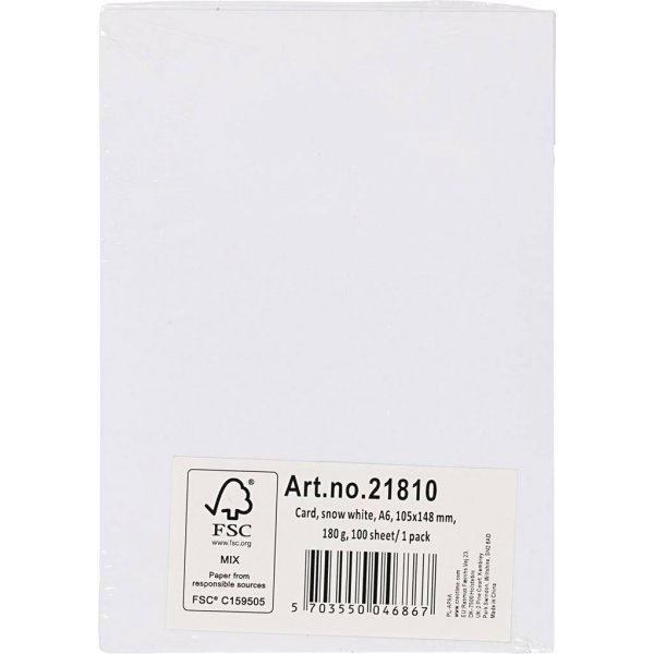 Carton coloré - blanc - A6 - 180 g - 100 feuilles Carton coloré - blanc - A6 - 180 g - 100 feuilles