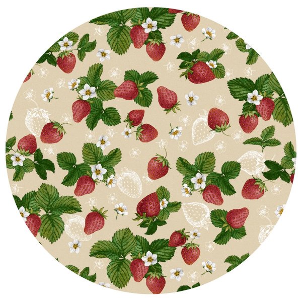 Toile cirée à motif fraise - Lin Toile cirée à motif fraise - Lin