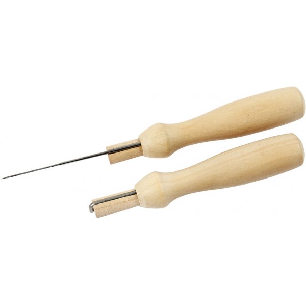 Porte-aiguille  feutrer en bois avec 5 aiguilles intermdiaires