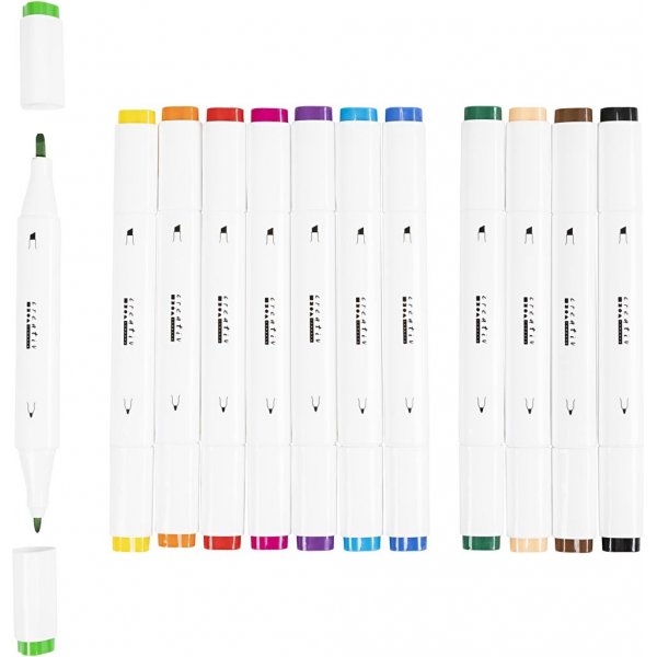 Stylo à dessin - couleurs standards - 12 pcs Stylo à dessin - couleurs standards - 12 pcs