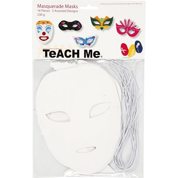Masques de thtre TeaCH Me - blancs - 16 pcs