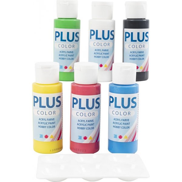 Peinture Plus Color Hobby - couleurs primaires - 6 x 60 ml