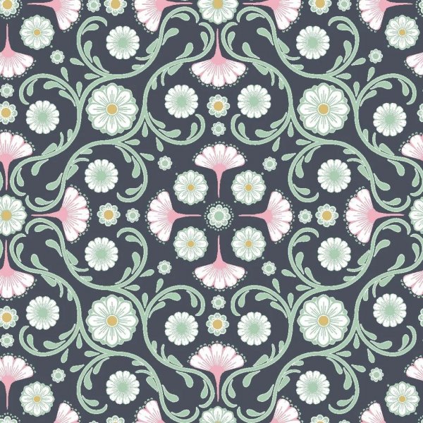 Tissu wax textile mauve marine