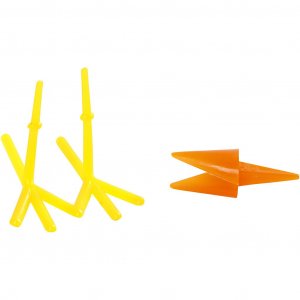 Becs et pattes de poulet en plastique - Orange et jaune, lot de 8 Becs et pattes de poulet en plastique - Orange et jaune, lot de 8