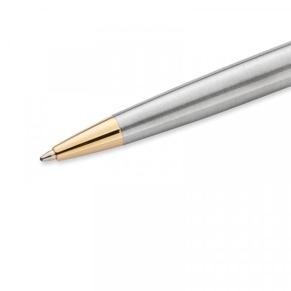 Stylo bille Waterman Hmisphre - Acier inoxydable Garniture Dore - Bleu Moyen