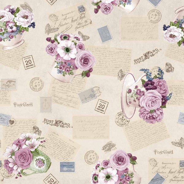 Bche PVC Fleurs/Lettres - Rose