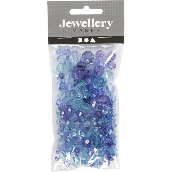 Perles plastiques  facettes Harmony - mixtes - harmonie bleue - 45 g
