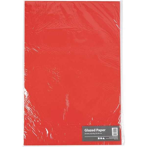 Papier glac - rouge - 25 feuilles