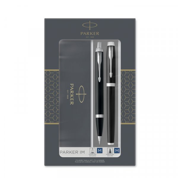 Parker Duo Set IM Black - Stylo bille et stylo plume - Bleu moyen