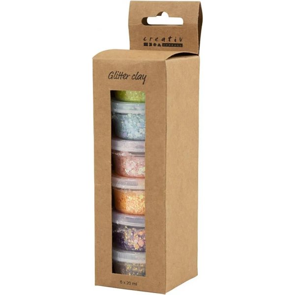 Argile paillete, couleurs pastel, 6x20 ml