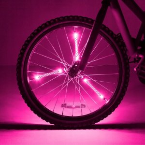 Lot de 3 �clairages LED roses pour rayons de v�lo - fonctionne sur piles