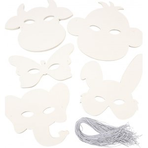 Masques en carton - blanc - motif animalier - 100 pcs Masques en carton - blanc - motif animalier - 100 pcs