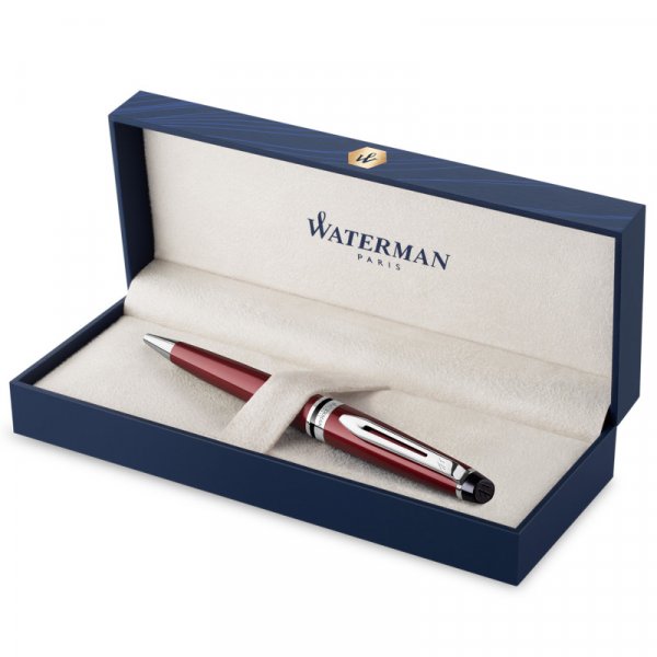 Stylo  bille Waterman Expert Rouge Fonc - Garniture Chrome - Moyen