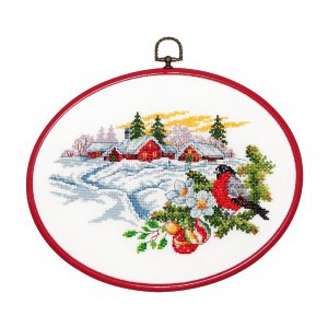 Kit de broderie Toile - Village dans un paysage enneigé Kit de broderie Toile - Village dans un paysage enneigé