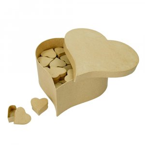 Présentoir de frêne 25 x 25 x 12 cm - 51 pièces coeur Présentoir de frêne 25 x 25 x 12 cm - 51 pièces coeur