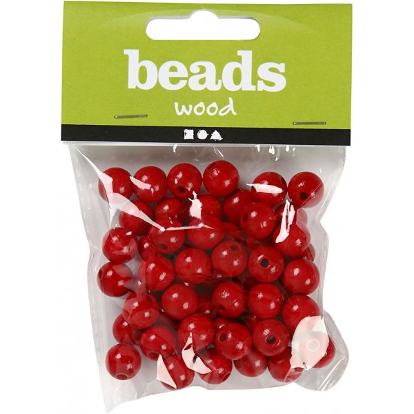 Perles en bois - Ø12 mm - rouge Perles en bois - Ø12 mm - rouge