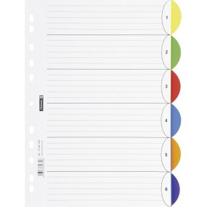 Index pour classeur à anneaux - A4 - 6 onglets Index pour classeur à anneaux - A4 - 6 onglets