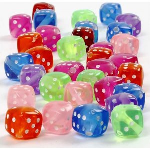 Perles en plastique Dice mix - 7 x 7 mm - 125 ml Perles en plastique Dice mix - 7 x 7 mm - 125 ml