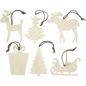 Pendentifs de Noël - rennes et traîneau - 6 pcs Pendentifs de Noël - rennes et traîneau - 6 pcs