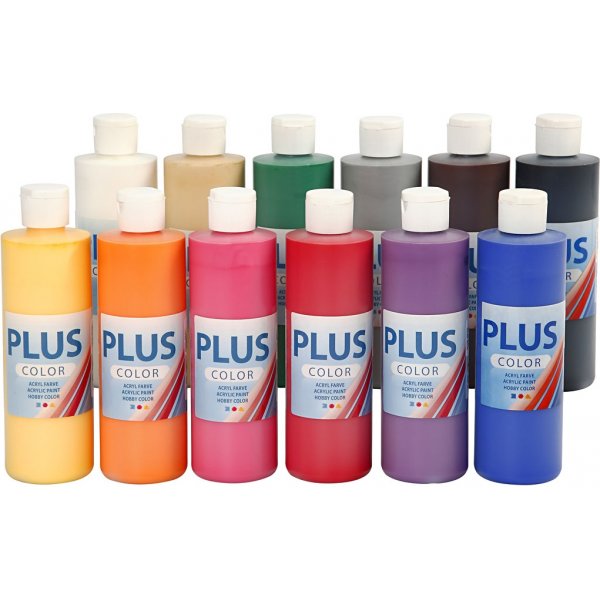 Peinture Plus Color Hobby - couleurs standards - 12 x 250 ml Peinture Plus Color Hobby - couleurs standards - 12 x 250 ml