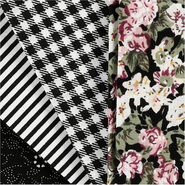 Tissu patchwork - noir - 4 pcs