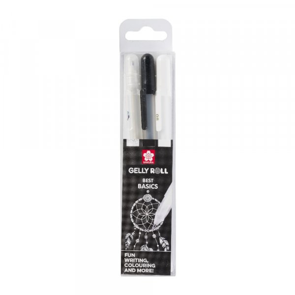 Stylos gel Sakura Gelly Roll - 3 stylos (Noir, Blanc, Transparent)