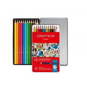 Coffret scolaire Caran d'Ache Crayons de couleur aquarellables Métallisé - 12 couleurs Coffret scolaire Caran d'Ache Crayons de couleur aquarellables Métallisé - 12 couleurs