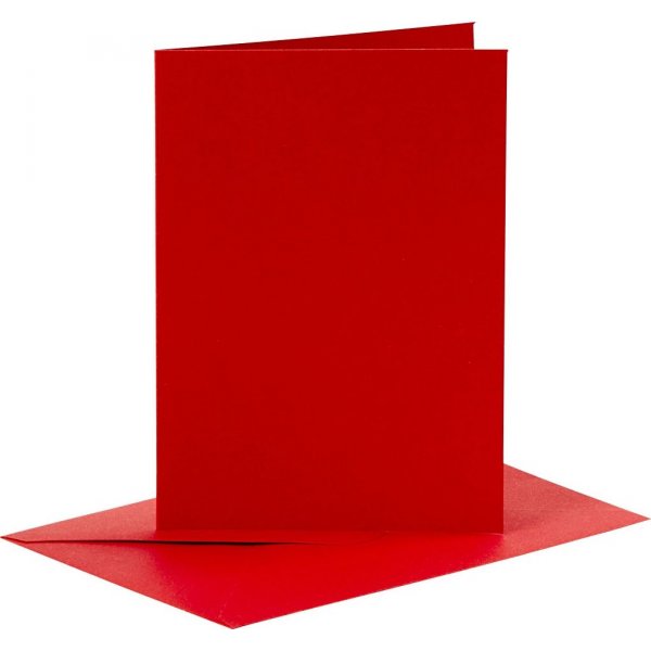 Cartes et enveloppes - rouge - 11,5 x 16,5 cm - 6 sets