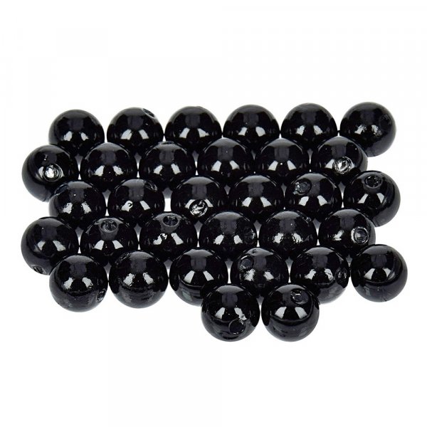 Perles de cire  8 mm - noir paquet de 32