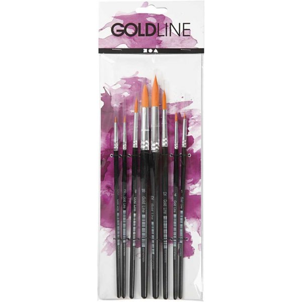 Pinceaux Gold Line - non. 0+1+2+4+8+12+18+22 - rond - 8 pièces Pinceaux Gold Line - non. 0+1+2+4+8+12+18+22 - rond - 8 pièces