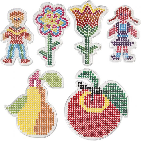Assiettes perles - fleur - fille - garçon - pomme et poire - 6 pcs