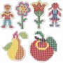 Assiettes perles - fleur - fille - garçon - pomme et poire - 6 pcs