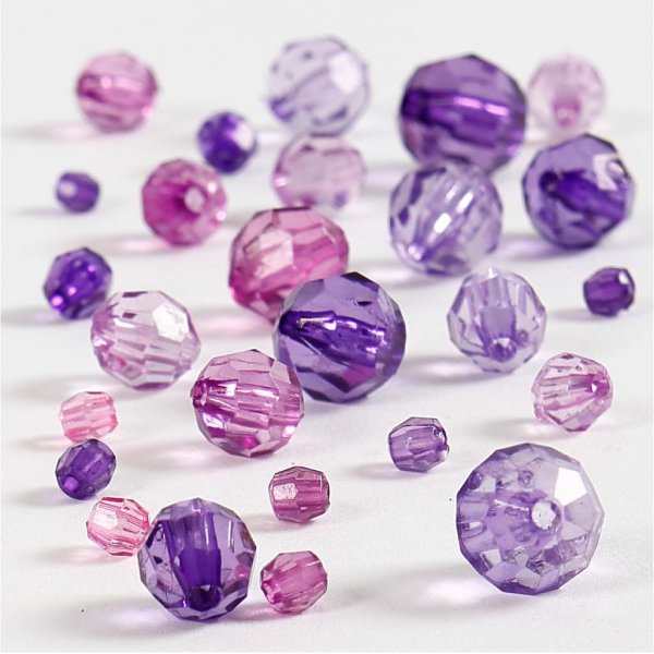 Perles en plastique  facettes Harmony - mixtes - violet - 45 g