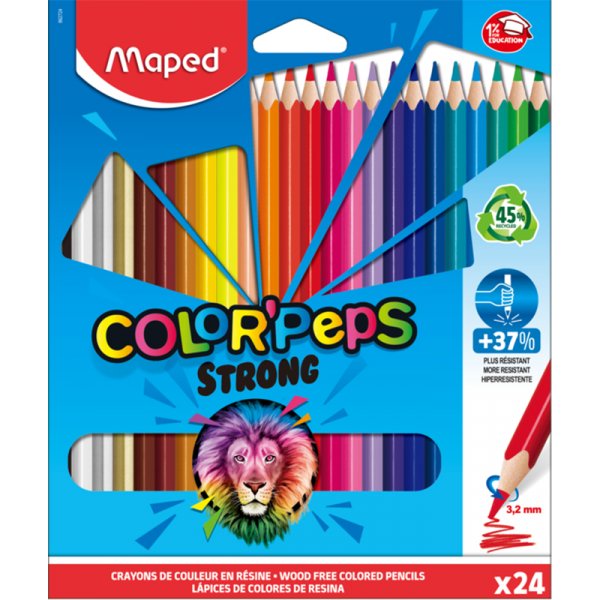 Coffret crayons de couleur - Maped - Color'Peps Strong lot de 24
