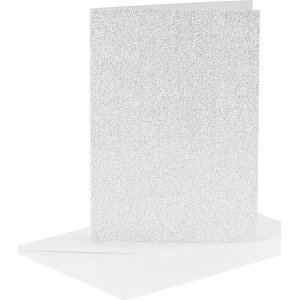 Cartes et enveloppes - argent - paillettes - 11,5 x 16,5 cm - 4 sets Cartes et enveloppes - argent - paillettes - 11,5 x 16,5 cm - 4 sets